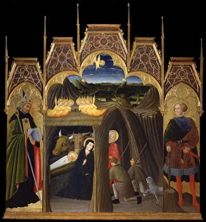 Saint Augustinus Prints: The Adoration of the Shepherds between Saints Augustine and Galgano