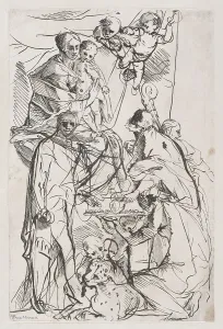 Testa Pietro Prints: The adoration of the Virgin and Christ Child, 1700-1800. Creator: Anon