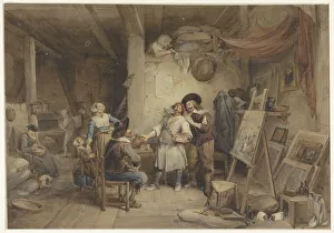 Adriaen Brouwer with his student J. van Craesbeek, 1838. Creator: Jean-Baptiste Madou