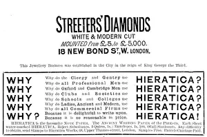 Precious Stones Prints: Advertisements for Streeters Diamonds and Hieratica Note Paper