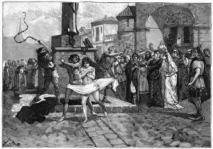 Public Collection: Adulterers being whipped in public, France, 8th century (1882-1884)