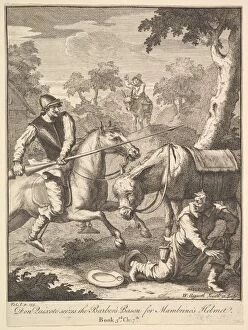 Cervantes Saavedra Miguel De Gallery: The Adventure of Mambrinos Helmet (Six Illustrations for Don Quixote), 1756 or after