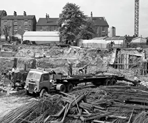 Sheffield University Prints: An AEC Mammoth Major on the building site for Sheffield University, 1960. Artist