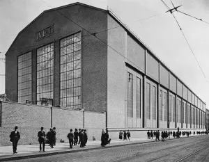 Behrens Gallery: AEG Montage Plant by Peter Behrens. Artist: Anonymous