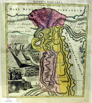 Nile Delta Prints: Aegyptus Hodierna, Map of Egypt, ca. 1720. Creator: Johann Baptista Homann