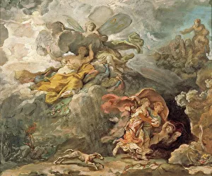 Publius Vergilius Maro Prints: Aeneas and Dido Fleeing the Storm, between c1772 and c1774. Creator: Jean Bernard Restout