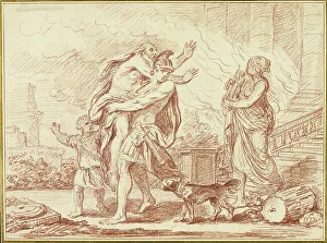 Aeneas Fleeing with Anchises from the Ruins of Troy, 1777. Creator: Augustin Pajou