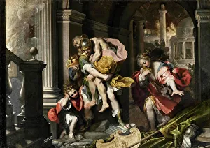 Vergilius Prints: Aeneas Fleeing Troy, 1598. Creator: Barocci; Federigo (1528-1612)