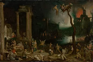Aeneas Collection: Aeneas and the Sibyl in the Underworld, ca 1604. Creator: Brueghel, Jan, the Elder (1568-1625)