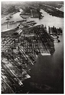 Air Travel Gallery: Aerial view of the Bremer Vulkan shipyard, Bremen, Germany, from a Zeppelin, c1931 (1933)