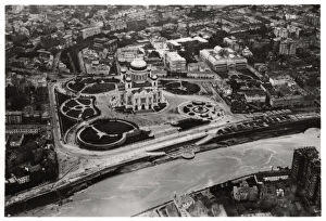 Aerial view of the Cathedral of Christ the Saviour, Moscow, USSR, from a Zeppelin, 1930 (1933)