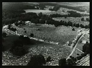 Hertfordshire Gallery: Aerial view of crowds at the Knebworth pop festival, 1986. Artist: Denis Williams