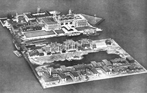Aerial view of Ellis Island Immigration Station, New York, USA, 1926