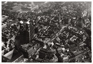 Aerial view of the Frauenkirche, Munich, Germany, from a Zeppelin, c1931 (1933)