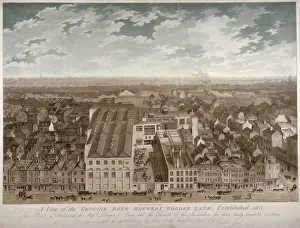 Brewery Prints: Aerial view of the Genuine Beer Brewery, Golden Lane, City of London, 1807. Artist