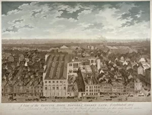 Brewery Gallery: Aerial view of the Genuine Beer Brewery, Golden Lane, City of London, 1807. Artist