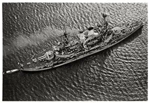 Air Travel Gallery: Aerial view of the German battleship SMS Schlesien, from a Zeppelin, c1931 (1933)