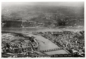 Images Dated 25th November 2009: Aerial view of Koblenz, Rhine-Palantinate, Germany, from a Zeppelin, c1931 (1933)