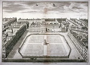 Nicholls Prints: Aerial view of Leicester Square with carriages, Westminster, London, 1754. Artist