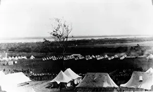 British Colony Prints: Aerial view of the military camp at Lytton