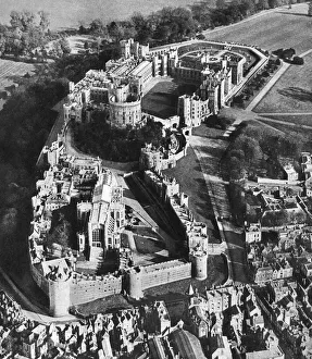 F G H Salusbury Prints: Aerial view of Windsor Castle, with St Georges Chapel in the foreground, 1935