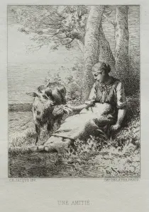 Charlesemile Jacque French Prints: Affection. Creator: Charles-Emile Jacque (French, 1813-1894)
