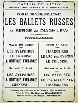 Affiche des Ballets russes du 30 juillet au 4 août 1929 à l'Opéra de Vichy, 1929. Creator: Historic Object