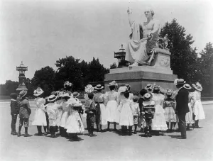 Cyanotypes 1890 1900 Gmgpc Prints: African American school children facing the Horatio Greenough statue of George Washing