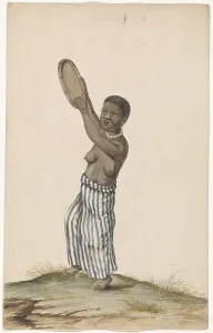 Beecqman Andries Prints: African woman with hand drum, c.1675-c.1725. Creator: Anon