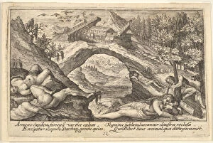 Aftermath Collection: Aftermath of the Flood: human bodies strewn on dry land in the foreground