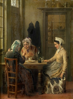 Bonnets Prints: Afternoon Coffee. Creator: Francois Antoine de Bruycker