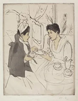 Cassatt Prints: Afternoon Tea Party, 1890-1891. Creator: Mary Cassatt