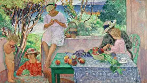 Country Estate Prints: Afternoon tea on the terrace in Sainte-Maxime, 1914. Creator: Lebasque, Henri (1865-1937)