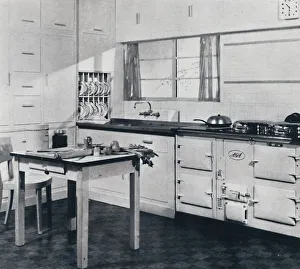 Kitchen Table Prints: Aga Heat Ltd. The Model F Aga Cooker (for a large house) finished in black and cream
