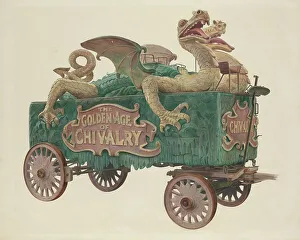 Dragons Prints: Age of Chivalry Circus Wagon, c. 1938. Creator: Howard Weld