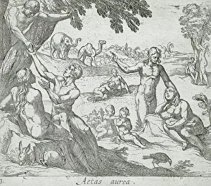 Wilhelm Janson Prints: The Age of Gold, published 1606. Creators: Antonio Tempesta, Wilhelm Janson