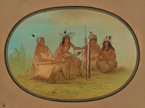 Council Gallery: An Aged Ojibbeway Chief and Three Warriors, 1861 / 1869. Creator: George Catlin