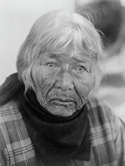 Pomo Prints: Aged Pomo woman, c1924. Creator: Edward Sheriff Curtis