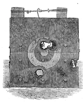 Ballistics Prints: The Agincourt Target, experimented on by the Mackay Gun, 1864. Creator: Unknown
