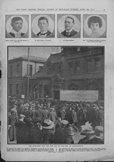 Daily Graphic Gallery: The Agonising Wait for the List of the Lost at Southampton, April 20, 1912. Creator: Unknown