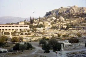 Agora Prints: Agora, Stoa of Attalos and Acropolis, Athens, Evening, c20th century