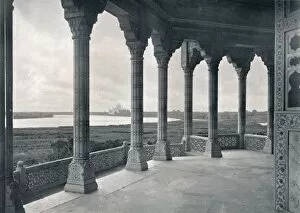 Akbar Collection: Agra. Balcony of the Jasmine Tower, showing the Taj, c1910. Creator: Unknown