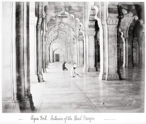 Bourne Samuel Prints: Agra Fort, Interior of the Pearl Mosque, Late 1860s. Creator: Samuel Bourne