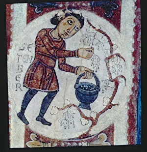 Detail of the Agricultural calendar from the intrados of an arch of the Royal Pantheon