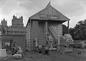 Robert Smythson Gallery: Agricultural stand at the Royal Show at Wollaton Hall, Nottingham, Nottinghamshire, July 1954