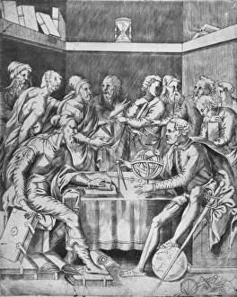 Simoni Prints: Agrippa Instructing His Pupils Mathematically, 1553, (1936)