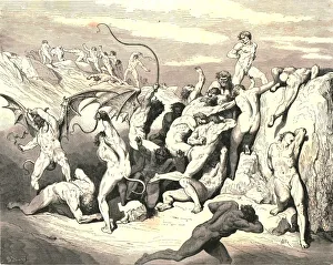 Tortured Prints: Ah! How they made them bound at the first stripe!, c1890. Creator: Gustave Doré