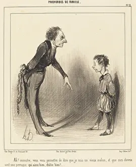 Scary Prints: Ah! monstre, vous vous permettez... 1840. Creator: Honore Daumier