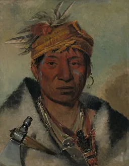 Ah-yaw-né-tak-oár-ron a Warrior, 1831. Creator: George Catlin Ah-yaw-né-tak-oár-ron a Warrior, 1831. Creator: George Catlin