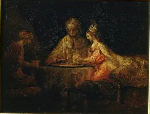 Rembrant Van Rijn Prints: Ahasuerus and Haman at the Feast of Esther, 1660. Creator: Rembrandt Harmensz van Rijn